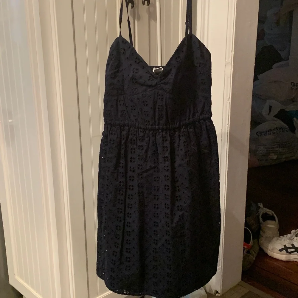 J crew spaghetti strap eyelet‎ mini dress. Worn a few times.